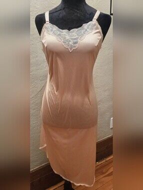 Vintage French Maid Eaton Pink Lace Full Slip Nightgown 36 Canada